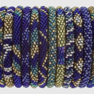 Nepali beaded roll-on bracelets in blue and green mix